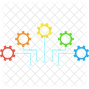 Connected colorful gears  Icon