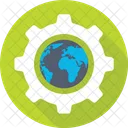 Connection Cog Earth Icon