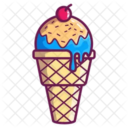 Cono de helado de bola de gofre  Icono