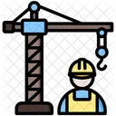 Construction Worker Labour Crane Icon