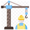 Construction Worker Labour Crane Icon