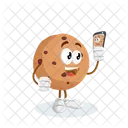 Cookies Logo Mascot With Selfie Pose Adorable Icon