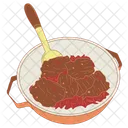 Cooking Dendeng Meat Food Icon