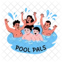 Copains De Piscine Nageant Heureux Icon