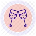 Icono De Linea De Copas De Champana Icono