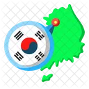 Corea Del Sur Asia Mapa Icono