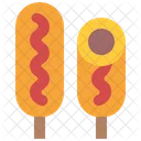 Corn Dog Ketchup Mustard Icon