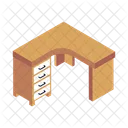 Corner Table Office Interior Wooden Table Icon