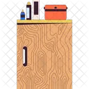Cosmetic Products And Case On Stand Skincare Supplies In Salon Small Business Icon