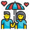 커플 우산 하트 아이콘