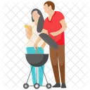 Picnic Couple Outdoor Cooking Picnic Food Icon