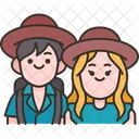 Couple Hitchhiking Travel Icon