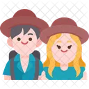 Couple Hitchhiking Travel Icon