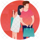 Couple Shopping Time Christmas Gift New Year Shopping Icon