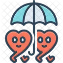 Couple Under Umbrella Two Heart Partner Icon
