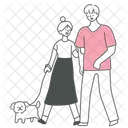 Couple walking dog  아이콘