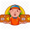 Courier Cartoon Character Icon