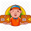 Courier Cartoon Character Icon