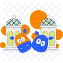 Cow And Sheep Heads Among The Lanterns Lanterns Lantern Icon