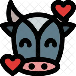 Cow Smiling With Hearts Emoji Icon