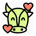 Cow Smiling With Hearts Icon