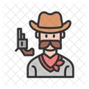 Cowboy Com Arma Homem Chapeu Ícone