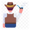 Cowboy Smoking Cowboy Pipe Pipe Smoking Icon