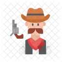 Cowboy With Gun Man Hat Icon