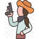Cowgirl Pistol Woman Icon