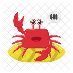 Crab playing surfboard  Icon