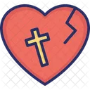 Cracked Heart Cross Halloween Icon