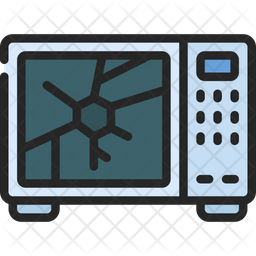 Cracked Microwave Icon - Download In Colored Outline Style