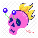 Cranio Ardente Cranio Assustador Calota Craniana Icon
