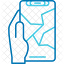 금이 간 손에 든 전화기 금이 간 아이콘