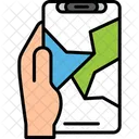 Creacked Hand Holding Phone Cracked Icon