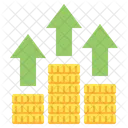 Crecer Stock Flecha Monedas Icono