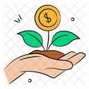 Dinero Planta Crecimiento Icono