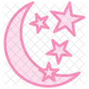 Crescent And Star Duotone Line Icon Symbol