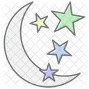 Crescent And Star Lineal Color Icon Symbol
