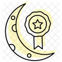 Crescent And Star Badge Color Shadow Thinline Icon Symbol