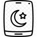 Crescent And Star Line Icon Icône