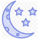 Crescent Moon Duotone Line Icon Symbol