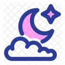 Crescent Moon Cloud Night Icon