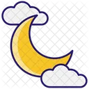 Crescent Moon With Clouds Icon