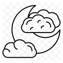 Crescent with Clouds  Icon