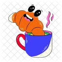 Croissant Coffee Croissant Cup Breakfast Tea Icon