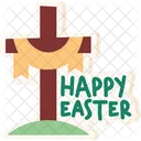 Cross Happy Easter Easter Day Icon