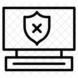 Cross in shield with in monitor computer  Icon