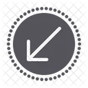Cross left down arrow with filled dashed circle  Icon