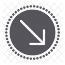 Cross right down arrow with filled dashed circle  Icon